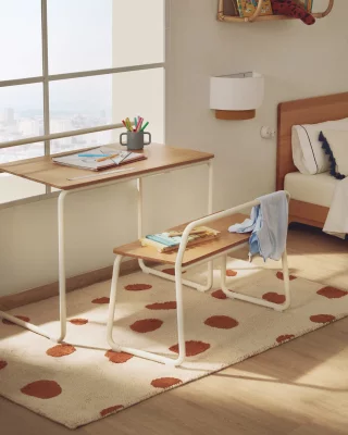 Скамья Tinn из ясеневого шпона с бежевым металлическим каркасом 76X35X52 CM 3