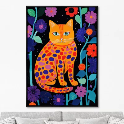 Постер на холсте Kitties in flowers 75X105 CM 6