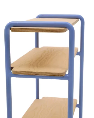 Стеллаж из ясеневого шпона с синей металлической конструкцией Tinn 60X28X70 CM 5