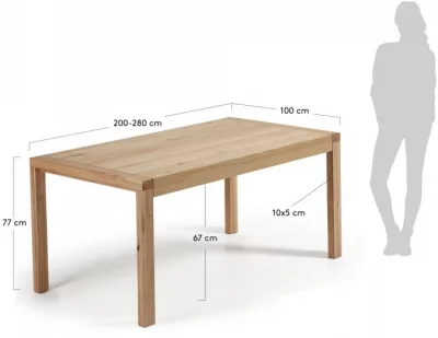 Раскладной дубовый стол Briva 200-280X100X77 CM 7