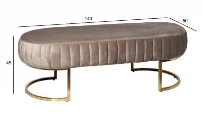 Банкетка велюровая серо-бежевый, металлическое основание 60X140X45 CM 6