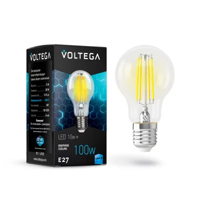Светодиодная лампа Voltega Crystal Груша A60 E27 10Вт 4000K 4