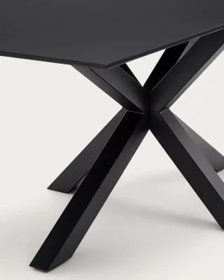 Стол Argo с черным стеклом и ножками из черной стали 180X100 CM 4