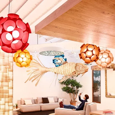 Люстра Spiro Suspension Lamp 15X96X96 CM бело-лазурная 3