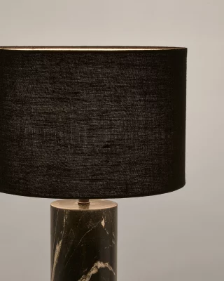 Настольная лампа Vex из черного мрамора с черным льняным абажуром 30X30X57 CM 3