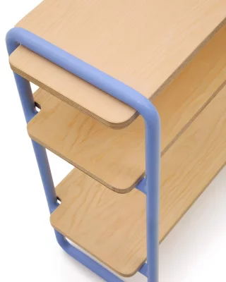 Стеллаж из ясеневого шпона с синей металлической конструкцией Tinn 60X28X70 CM 4