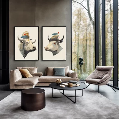 Набор из двух постеров на холсте Cow Dreams 75X105 / 75X105 CM 4