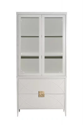 Шкаф-витрина бежевый с двумя стеклянными фасадами 40X128X100 CM 5