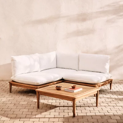 Журнальный столик из тика Portitxol 80X80X35 CM 7