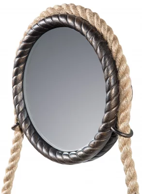 Зеркало на ремне в стальной раме Loft Gold Ø49 CM 4