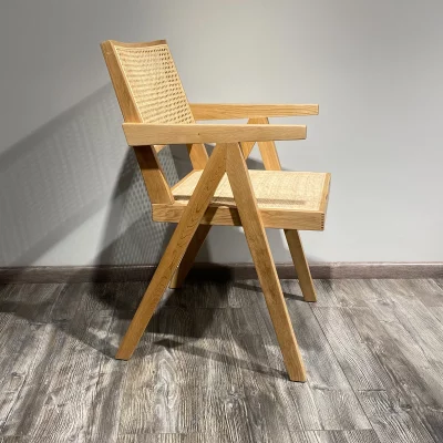 Стул Чандигарх Нью из массива дуба и натурального ротанга 53X52X82 CM 9