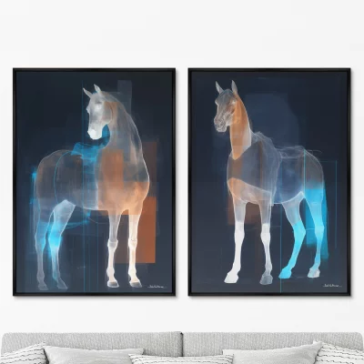 Набор из двух постеров на холсте Horses in a color glow 75X105 / 75X105 CM 8