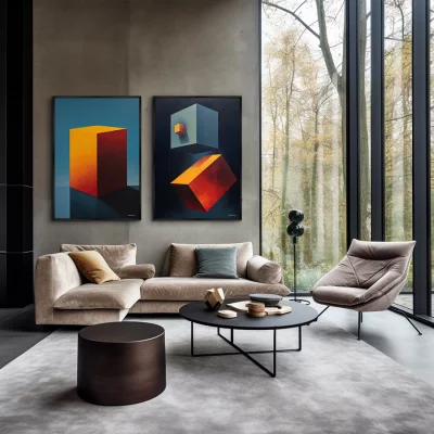 Набор из двух постеров на холсте Cubes the volumetric 75X105 / 75X105 CM 4