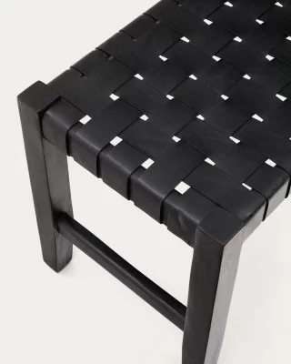 Скамья Calixta из кожи и массива красного дерева с черной отделкой 120X40X47 CM 4