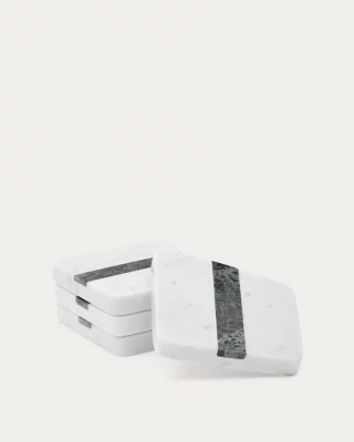 Набор из 4 мраморных подставок белого и серого цвета Nira 10X10X1.5 CM 4