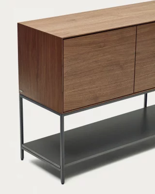 Витрина с 2 дверцами Vedrana из шпона ореха на стальных ножках 97.5X40X80 CM 4