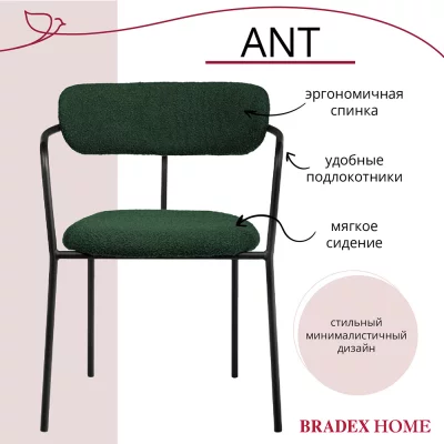 Комплект из 2 стульев Ant букле зелёный 58X54X79 CM 12