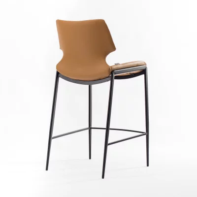 Барный стул Бремен коричневая экокожа черные ножки 58X49X112 CM 4