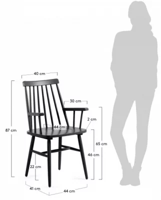 Стул Tressia с подлокотниками 87X53X51 CM черный 5