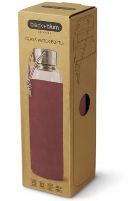 Бутылка для воды стеклянная 600 ml бордовая 4