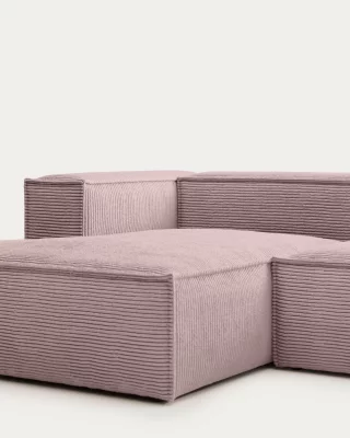 Диван с левым шезлонгом на 2 места Blok, розовый, вельвет 240X174X69 CM 4