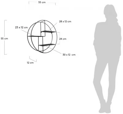Круглая настенная полка Across Ø55 CM 6