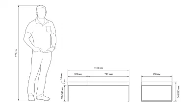 Журнальный стол Кейс коричневый со съемной серой столешницей 110X40X55 CM 3