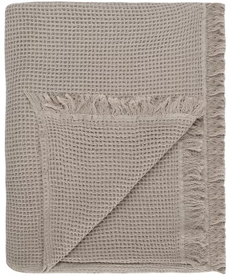Покрывало вафельное из хлопка Essential 230X250 CM серо-бежевого цвета 7