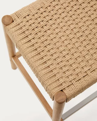 Табурет Yalia из массива дуба с натуральной отделкой и плетёным сиденьем 45X45X66 CM 4