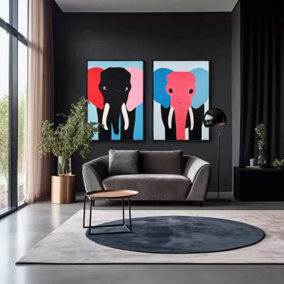 Набор из двух постеров на холсте The colorful elephants 75X105 / 75X105 CM 4