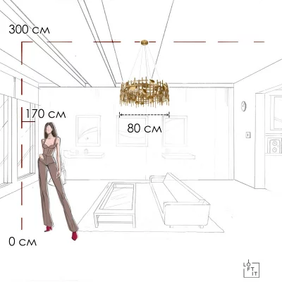 Подвесная люстра Escama 80X80X120 CM 10