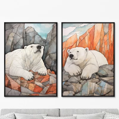 Набор из двух постеров на холсте Polar bears 75X105 / 75X105 CM 8