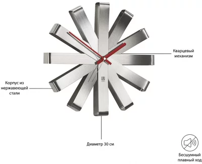 Часы настенные Ribbon Ø31 CM сталь 4