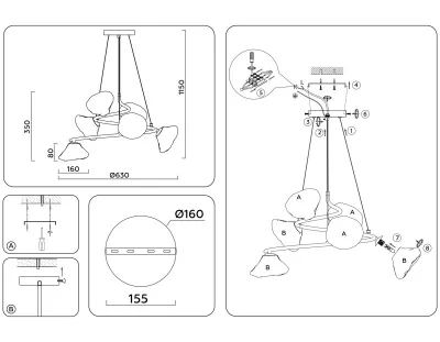 Подвесная люстра Ambrella Light LH15003 4