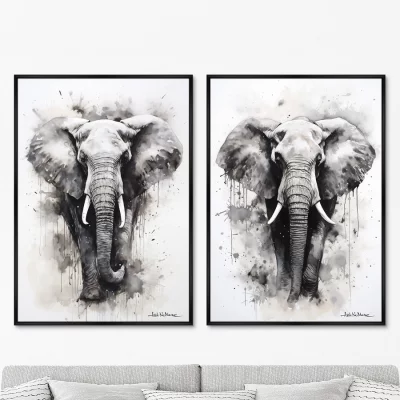Набор из двух постеров на холсте Walking elephants 75X105 / 75X105 CM 8