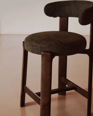 Огнестойкий стул с спинкой Granite из зелёного шенилла и массива ясеня с отделкой под орех 53X52X90 CM 4