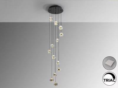Люстра Zaria 13L черный/золотой/прозрачный D60 DIM 43X43X220 CM 5