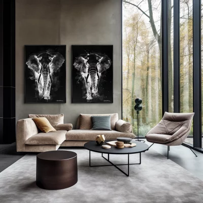 Набор из двух постеров на холсте Walking elephants 75X105 / 75X105 CM 4
