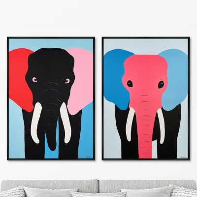 Набор из двух постеров на холсте The colorful elephants 75X105 / 75X105 CM 8