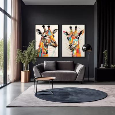 Набор из двух постеров на холсте Giraffes 75X105 / 75X105 CM 4