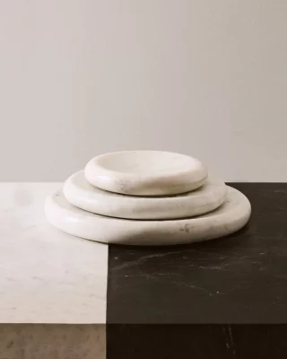 Декоративный поднос из белого мрамора Obena 20X20X3 CM 3