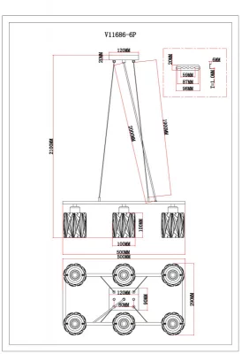Подвесная люстра Prismique 50X29X70 CM 6