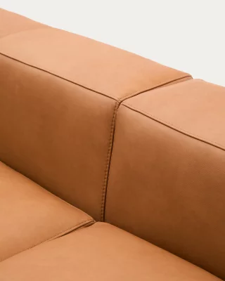 Диван 2-местный из коричневой кожи с правым шезлонгом Blok 240X174X69 CM 5