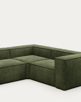 Угловой диван Blok на 4 места, зеленый вельвет 320X230X69 CM 4