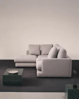 Четырёхместный серый диван из микробукле с шезлонгом слева Gala 300X193X87 CM 3