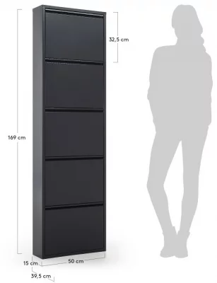 Шкаф для хранения обуви Ode 50X15X69 CM тёмно серый 4
