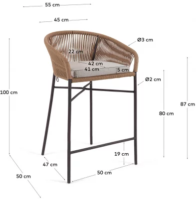 Барный стул Yanet 55X50X100 CM бежевого цвета 4