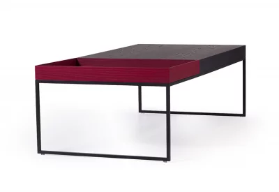 Журнальный стол Кейс черный со съемной красной столешницей 110X40X55 CM 3