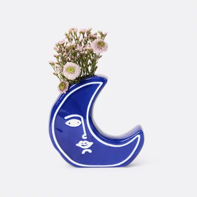 Ваза для цветов moon, 18 см, синяя 9