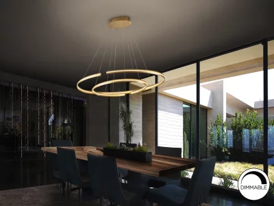 Подвесной светодиодный светильник Elipse золотой большой DIM BLUETOOTH 120X60X105 CM 4